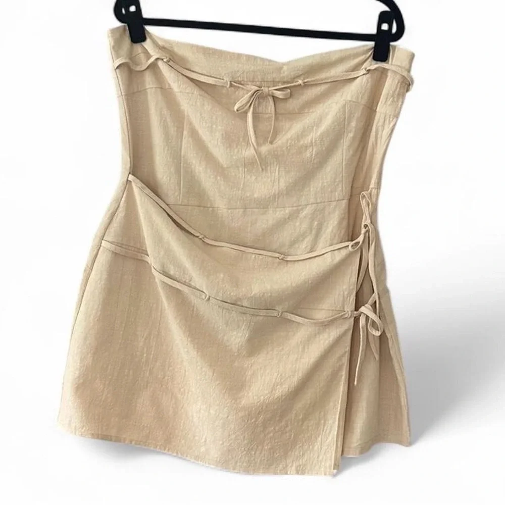 🆕 NWT! SABO Bandera strapless mini dress in beige - Picture 5 of 9